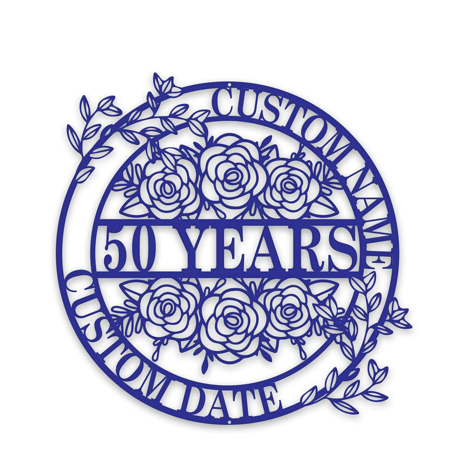 Personalized Anniversary/Wedding with Flowers metal sign