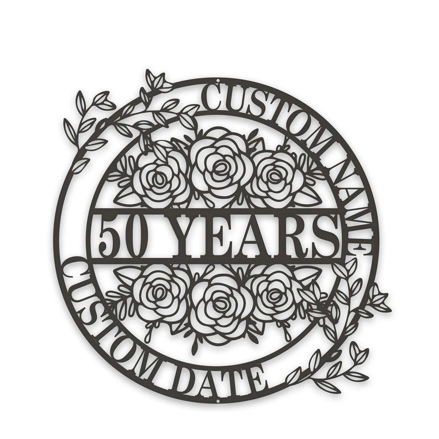 Personalized Anniversary/Wedding with Flowers metal sign