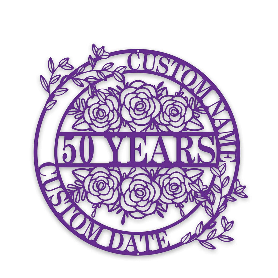 Personalized Anniversary/Wedding with Flowers metal sign
