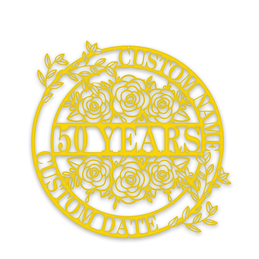 Personalized Anniversary/Wedding with Flowers metal sign