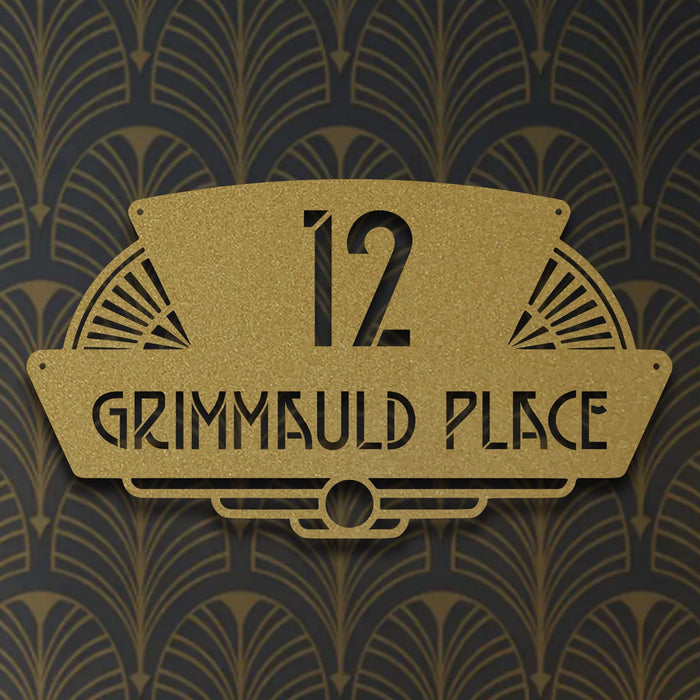 Personalized Art Deco Address Metal Sign