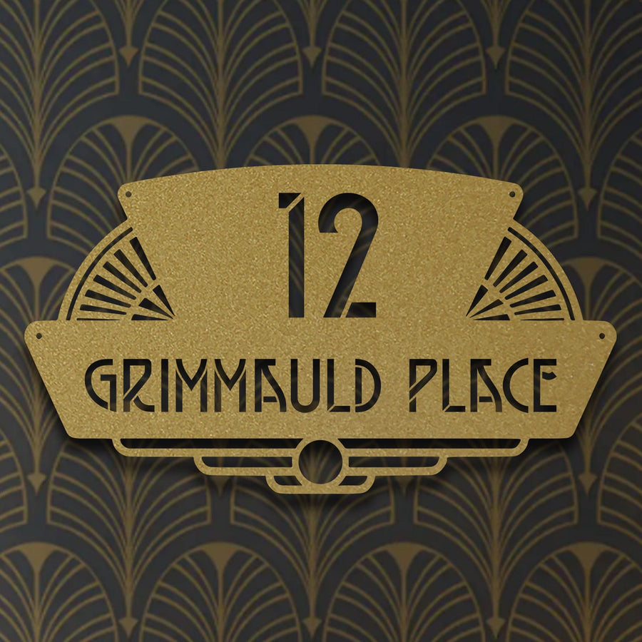 Personalized Art Deco Address Metal Sign