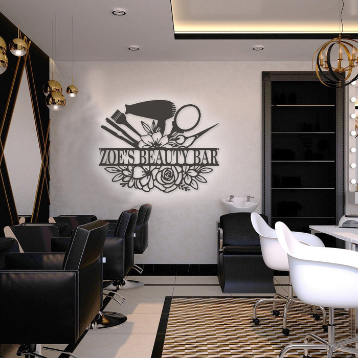 Personalized Beauty Bar Bouquet Metal Sign