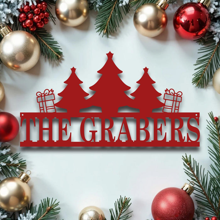 Personalized Christmas Name Plate - Custom Holiday Sign | Metal Christmas Plaque