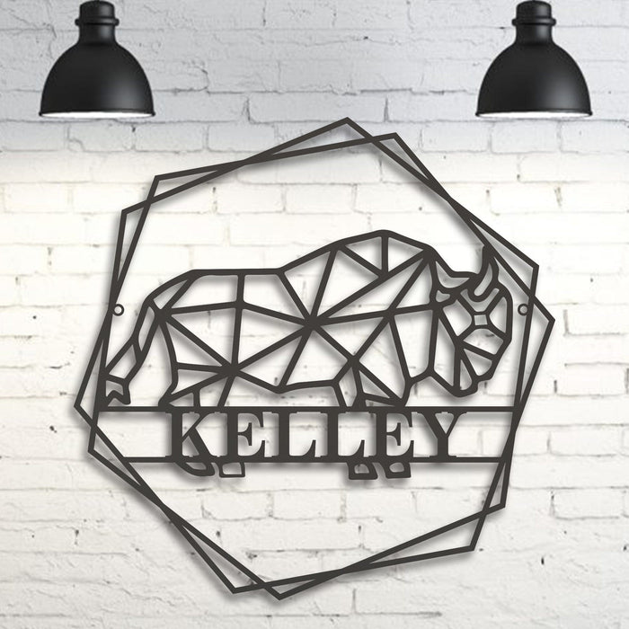Personalized Geometrix Bison Metal Sign