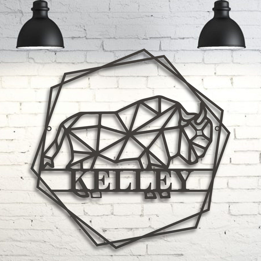Personalized Geometrix Bison Metal Sign