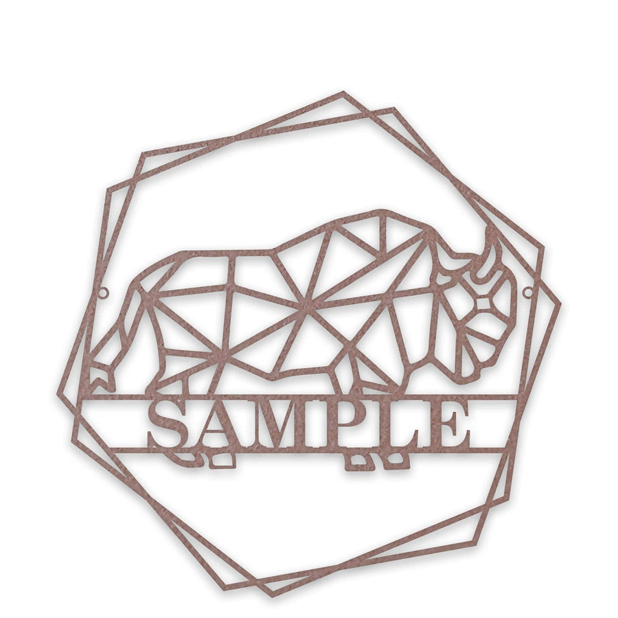 Personalized Geometrix Bison Metal Sign