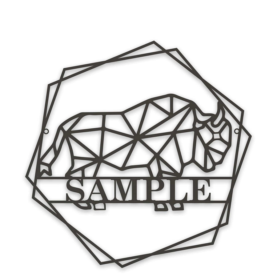 Personalized Geometrix Bison Metal Sign