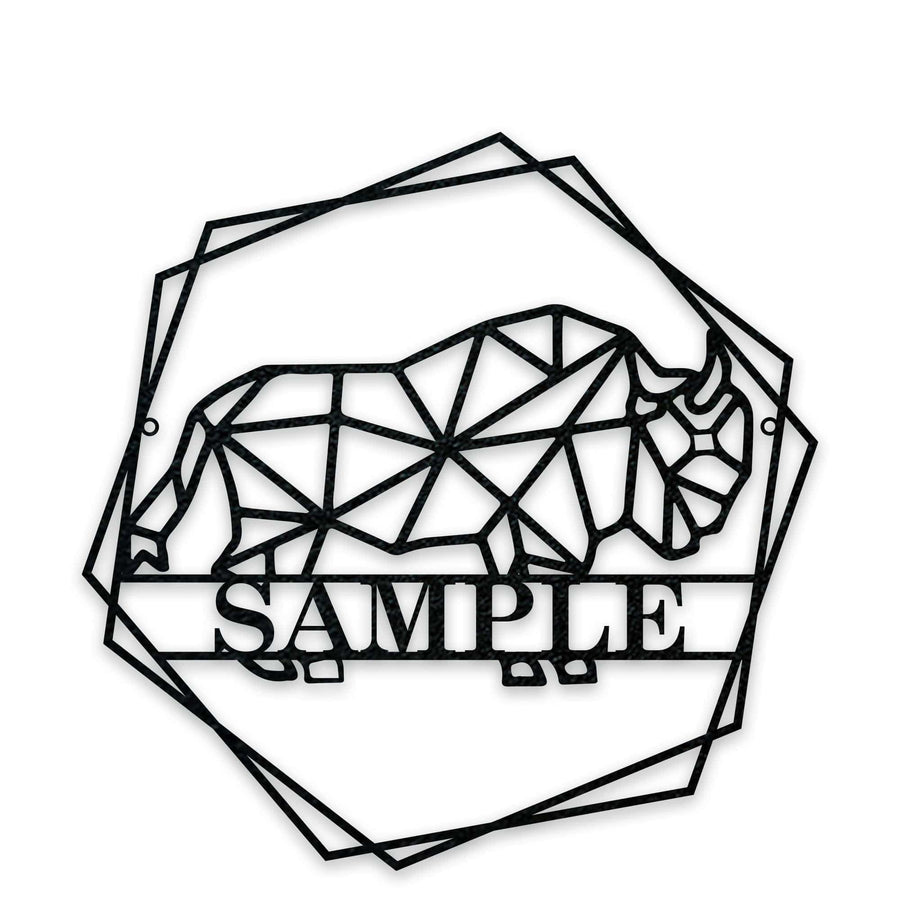 Personalized Geometrix Bison Metal Sign