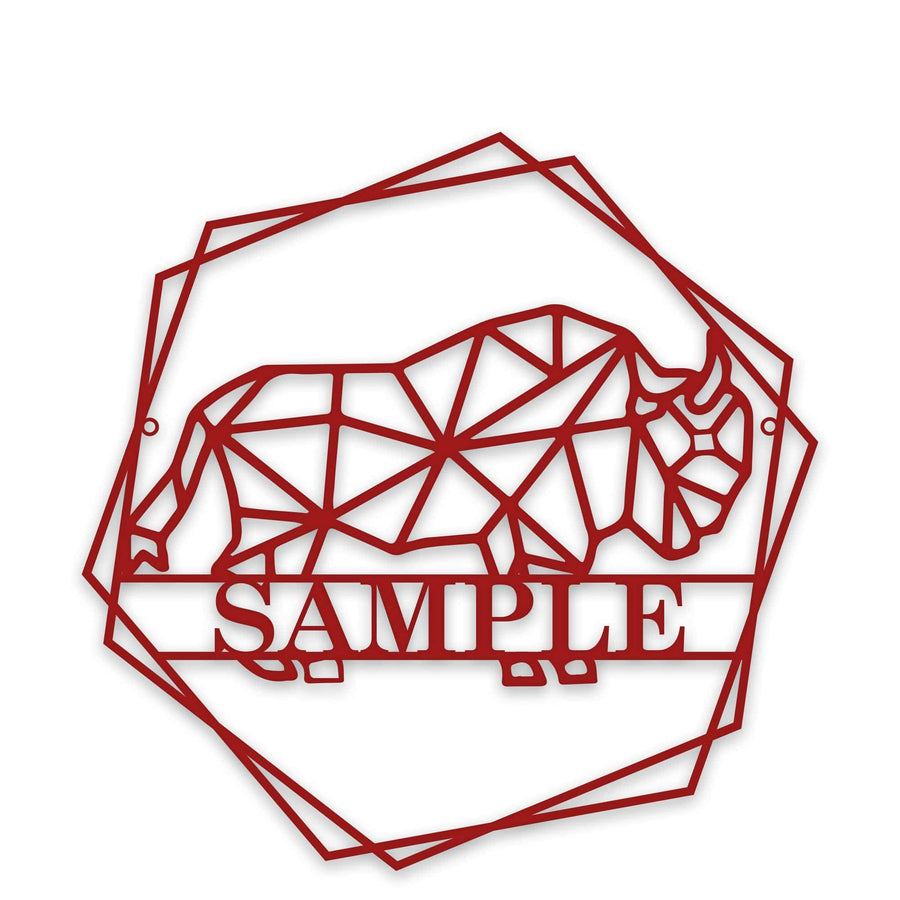 Personalized Geometrix Bison Metal Sign