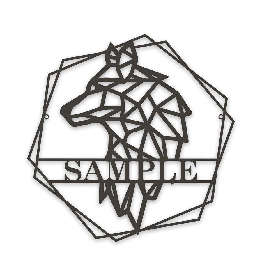 Personalized Geometrix Wolf Metal Sign