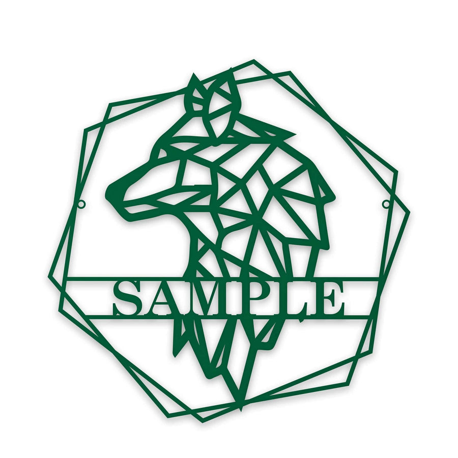 Personalized Geometrix Wolf Metal Sign