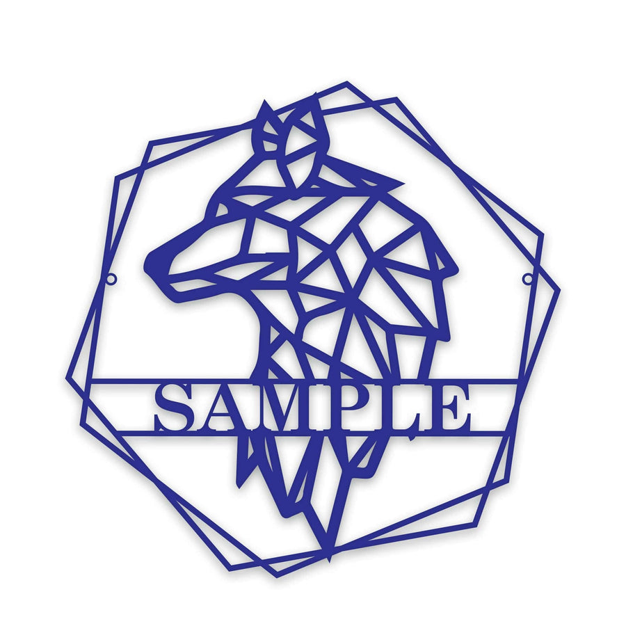 Personalized Geometrix Wolf Metal Sign
