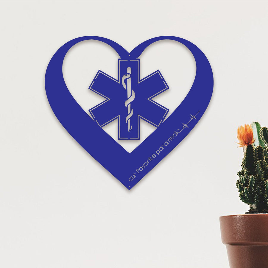 Personalized Paramedic Heart Metal Sign