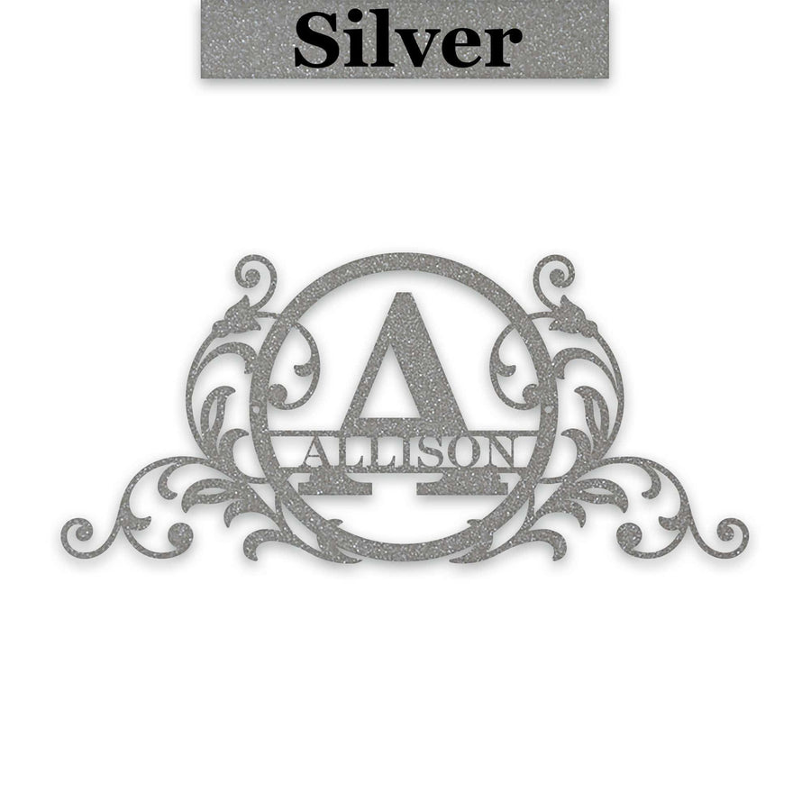 Personalized Vine and Circle Monogram Metal Sign