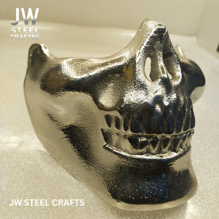 Polished Metal Skull Decor | Handmade Cast Aluminum Skull Sculpture