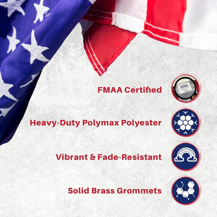 POLY-EX Polyester American Flag — Heavy-Duty Built for High Winds
