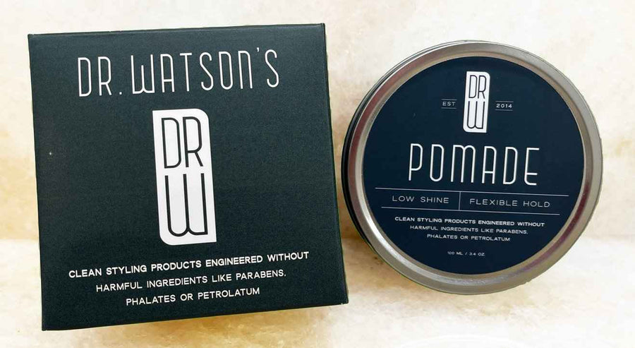 Dr. Watson's pomade jar beside its carton