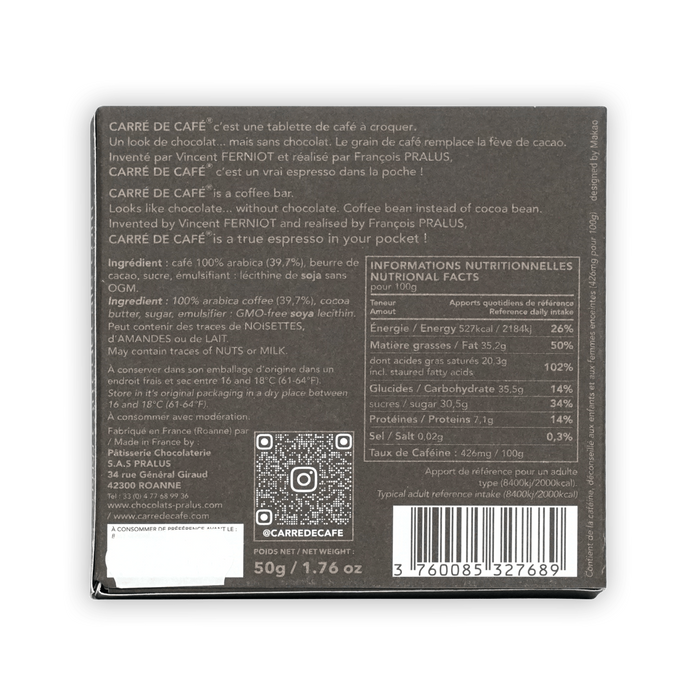 Pralus Carre de Cafe Noir Chocolate Coffee Bar by Farm2Me