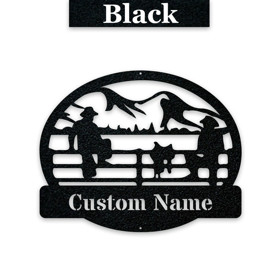 Ranch Hands on a Fence Metal SIgn