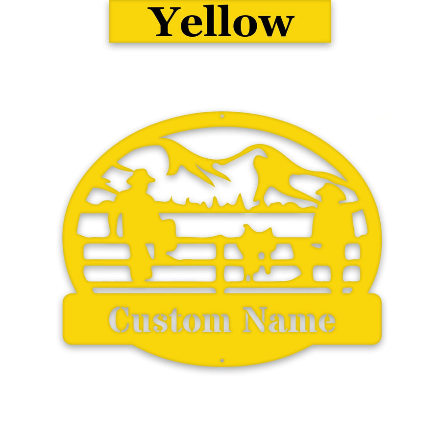 Ranch Hands on a Fence Metal SIgn