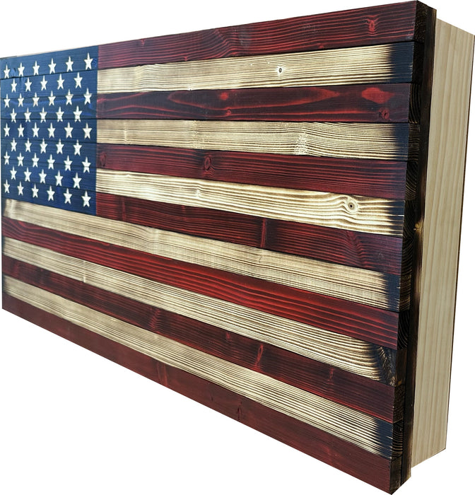 Large American Flag Hidden Gun Storage Cabinet (Red and Blue)