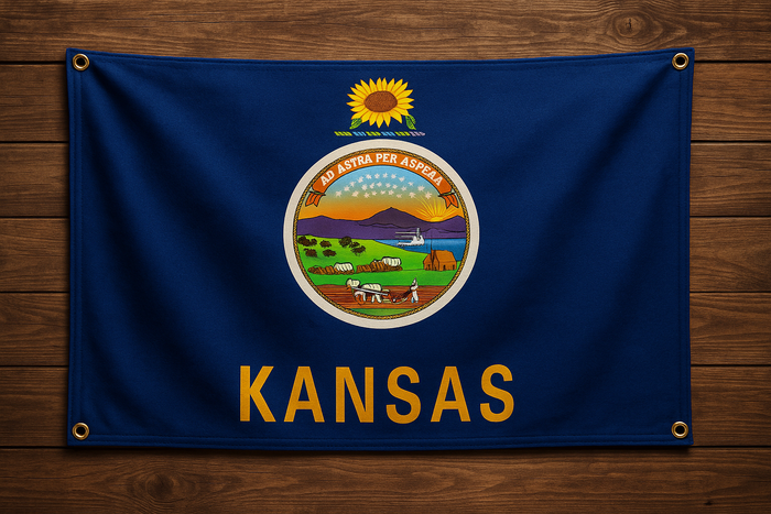 Kansas Flag with Grommets Along the Edges for Wall Hanging