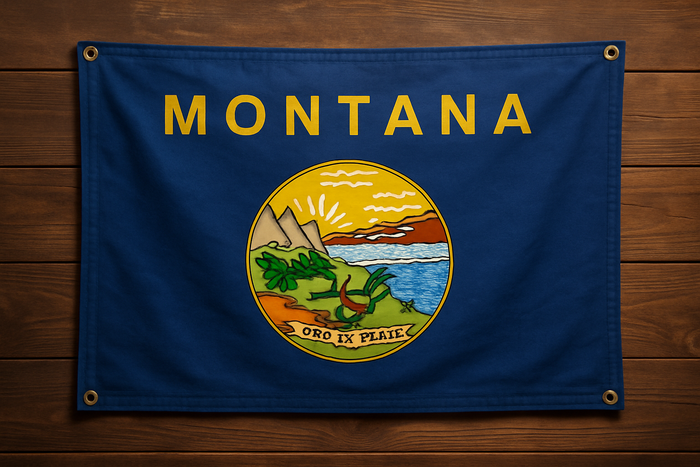 Montana Flag with Grommets Along the Edges for Wall Hanging