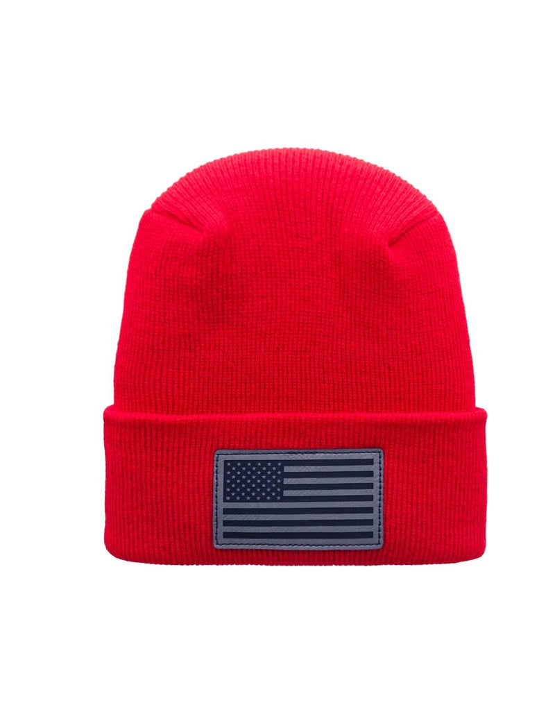 American Flag Beanie - H-Stitch Circular Knit Cuffed Beanie - Patented Design and Made in USA