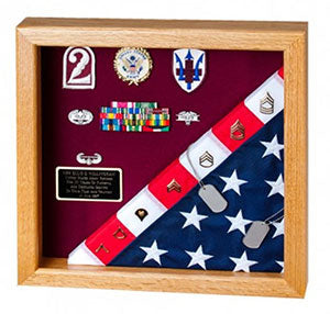 Flag Display Case showcases both the flag and military awards., , The Military Gift Store, 