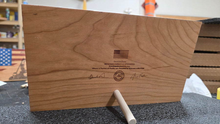 American Eagle Handcrafted Wooden Desktop Flag – Made by U.S. Veterans