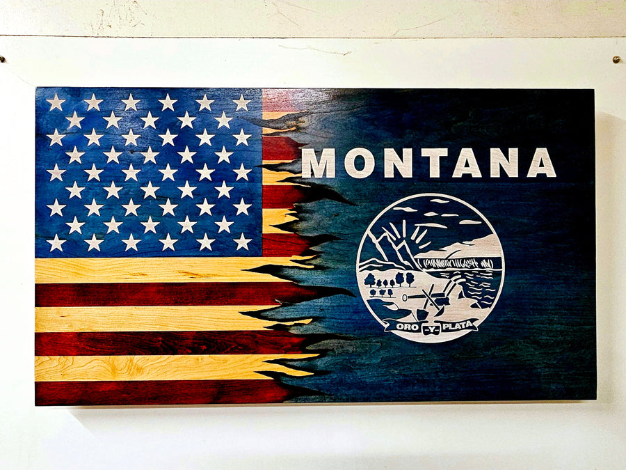 The American Combination Flag Collection – Handcrafted Solid Hardwood Flags – Made by U.S. Veterans