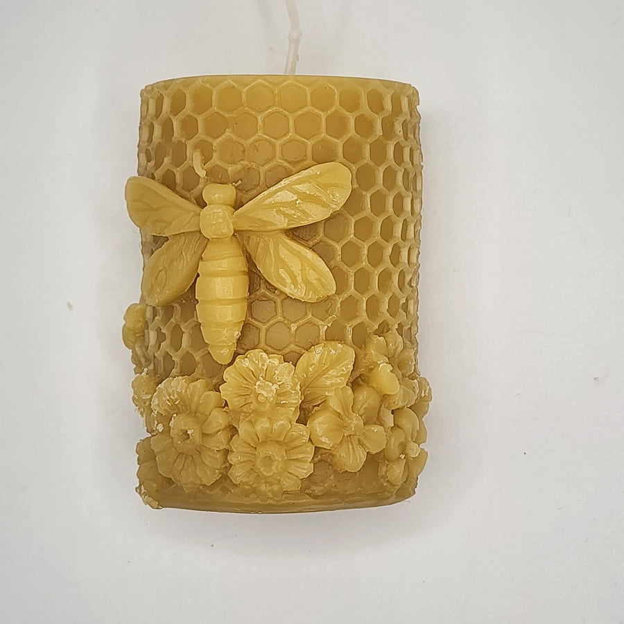Dragonfly on Flowers Beeswax Candle – 3.7 oz
