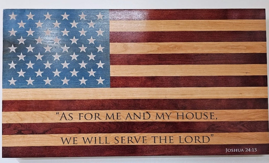 Custom Laser Engraved Handcrafted Patriotic Wall Flag – Made by U.S. Veterans
