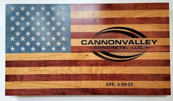 Custom Laser Engraved Handcrafted Patriotic Wall Flag – Made by U.S. Veterans