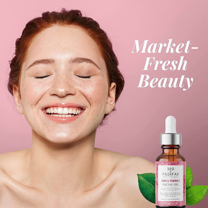 Rose & Vitamin E Facial Oil by 3rd + Fairfax Beauty, 2oz Skincare 3rd + Fairfax Beauty 