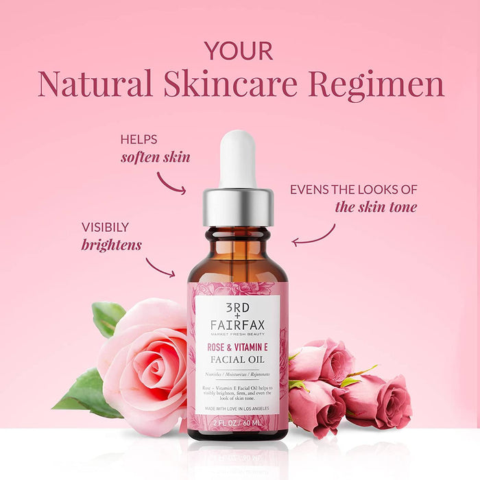 Rose & Vitamin E Facial Oil by 3rd + Fairfax Beauty, 2oz Skincare 3rd + Fairfax Beauty 