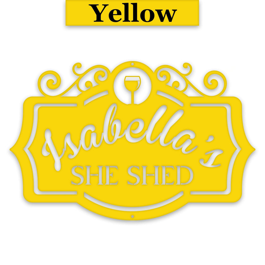 Round She Shed Personalized Metal Sign