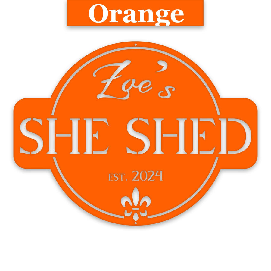 Round She Shed Personalized Metal Sign