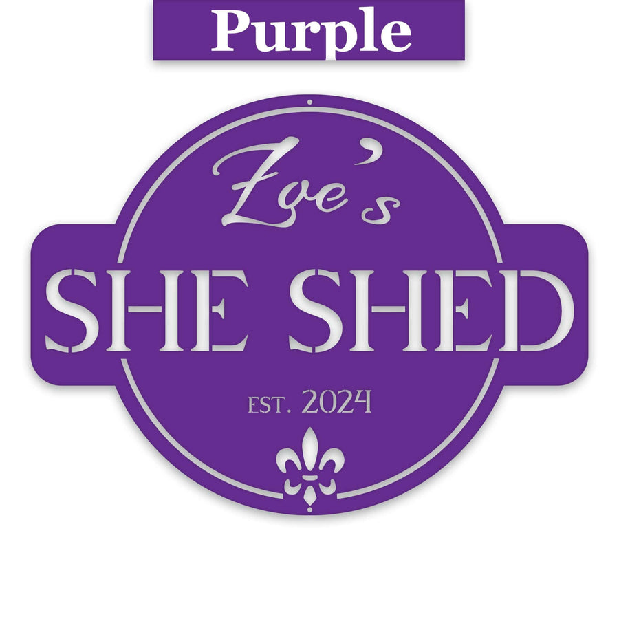 Round She Shed Personalized Metal Sign