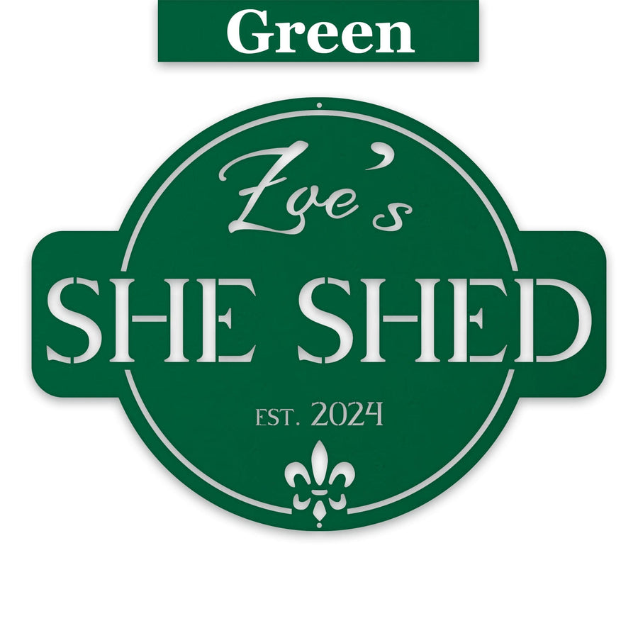 Round She Shed Personalized Metal Sign