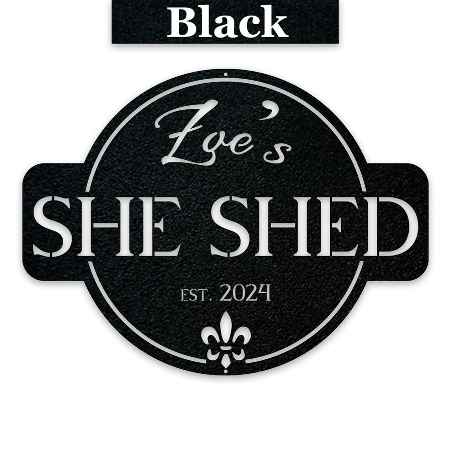 Round She Shed Personalized Metal Sign