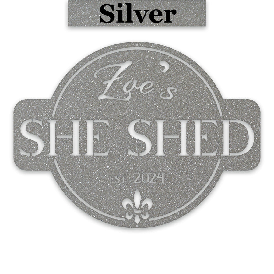 Round She Shed Personalized Metal Sign