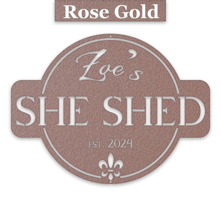 Round She Shed Personalized Metal Sign