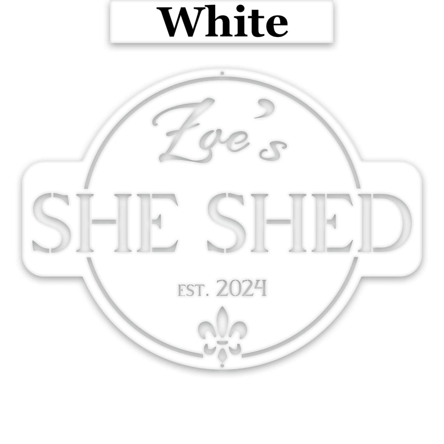 Round She Shed Personalized Metal Sign