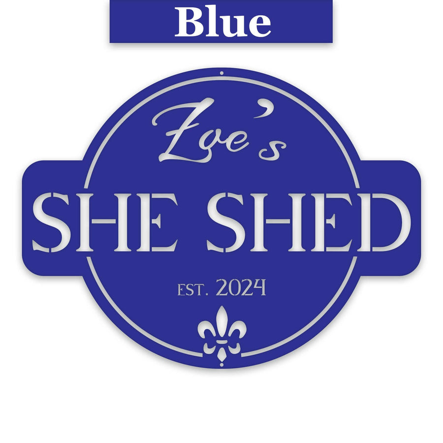 Round She Shed Personalized Metal Sign