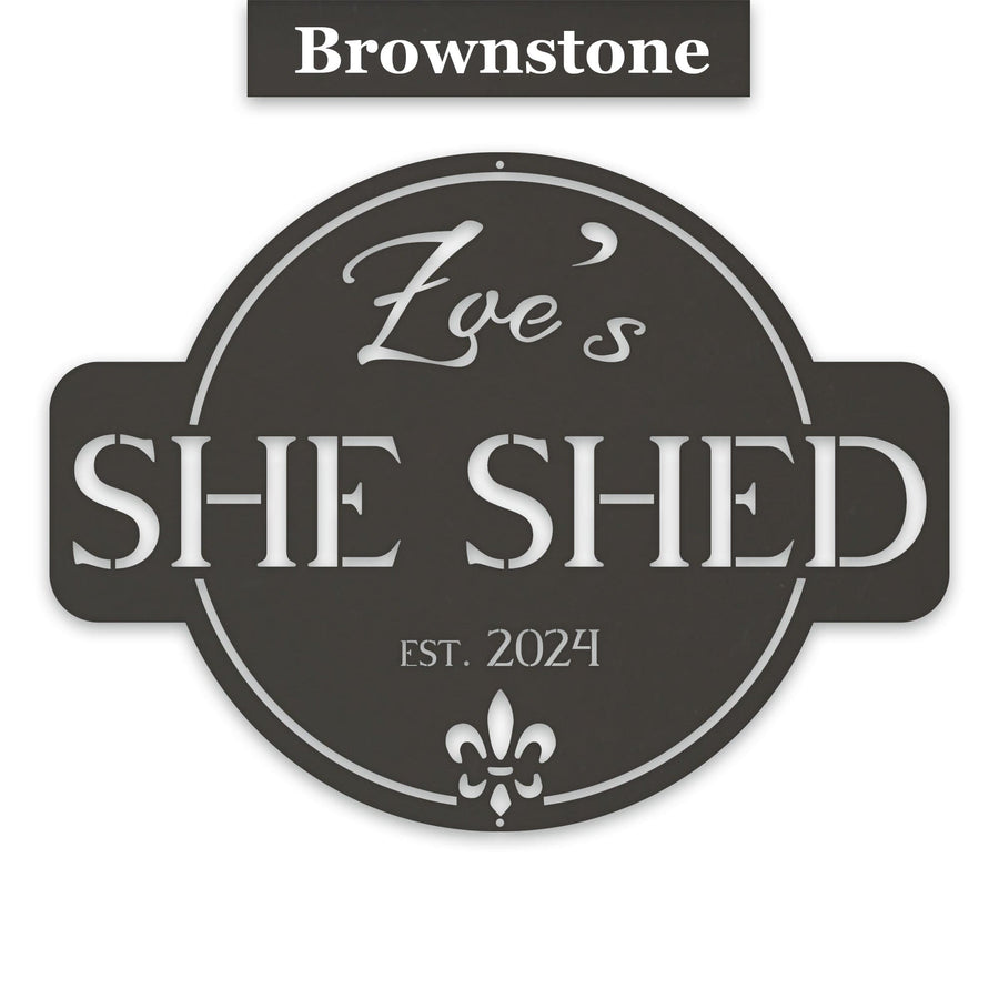 Round She Shed Personalized Metal Sign