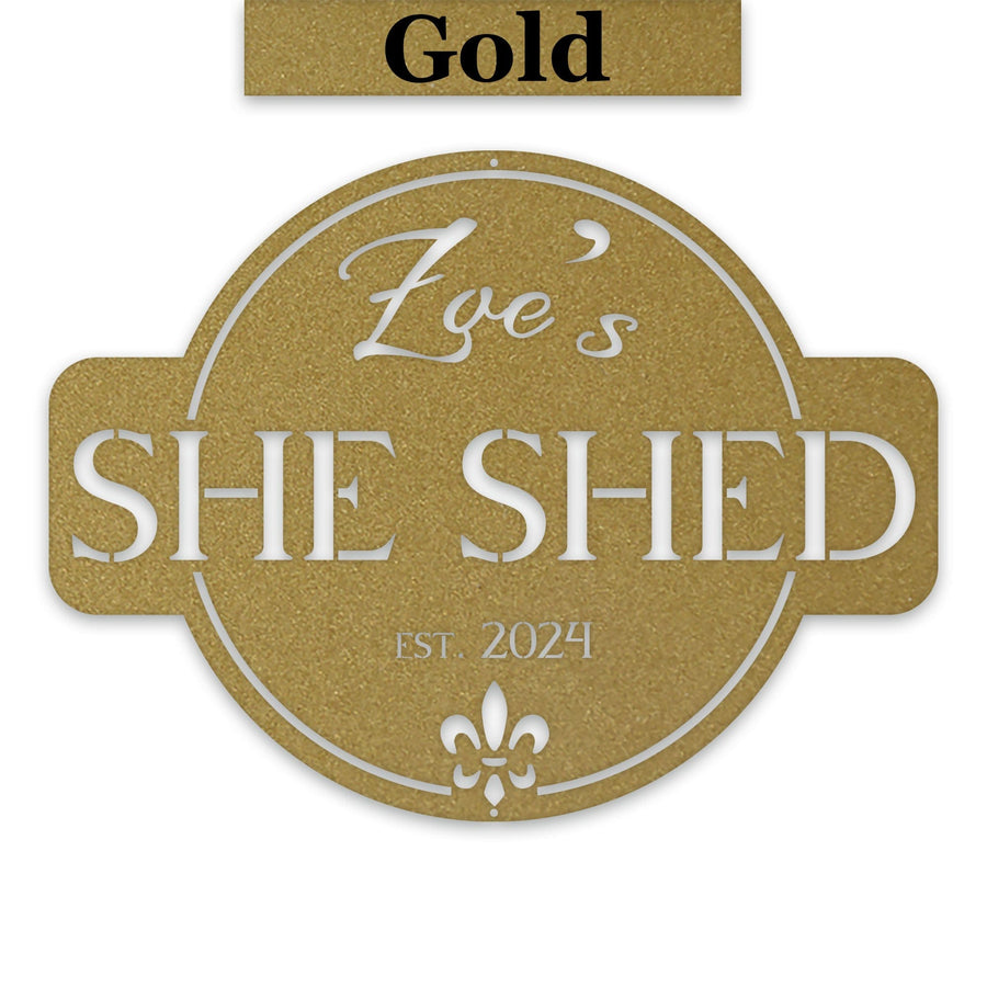 Round She Shed Personalized Metal Sign