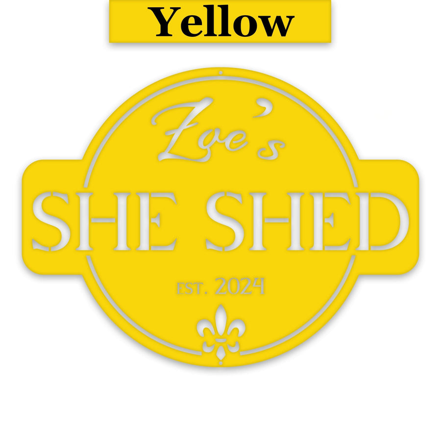 Round She Shed Personalized Metal Sign