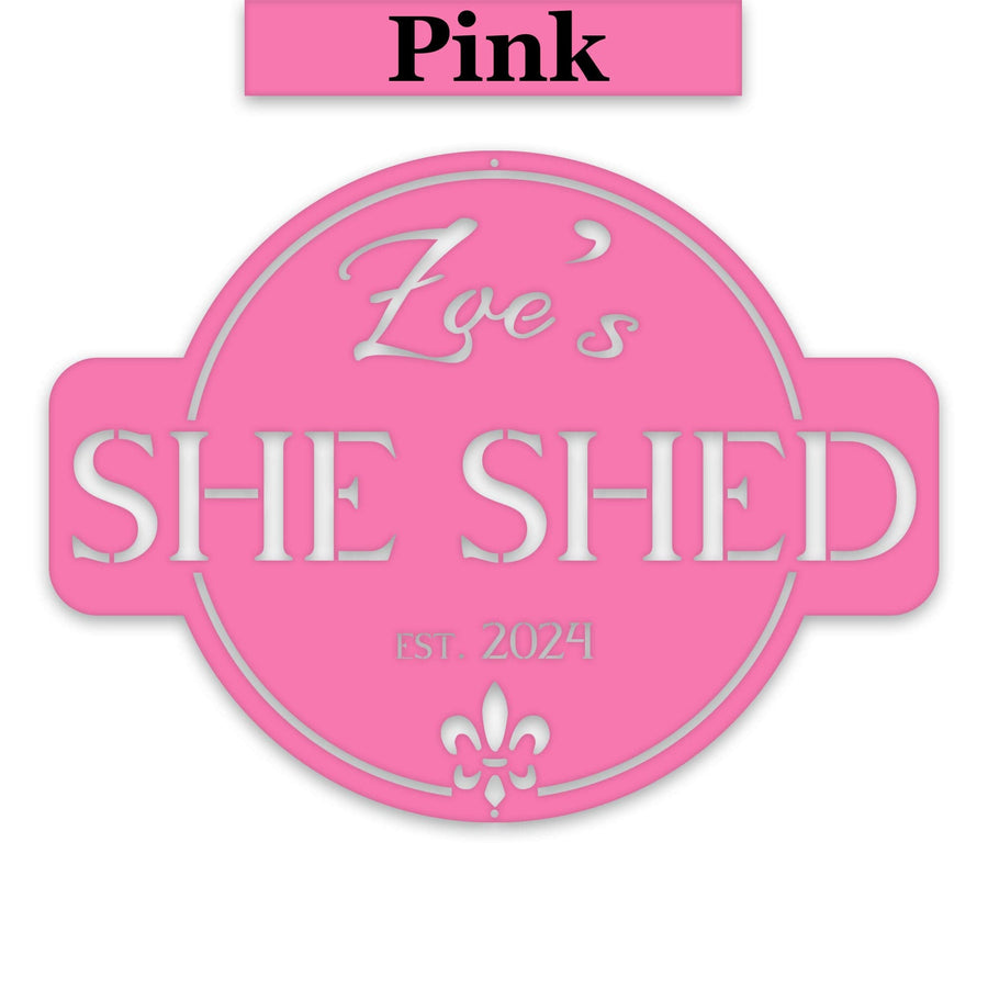 Round She Shed Personalized Metal Sign